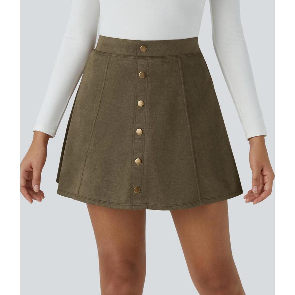 NWT Halara High Waisted Decorative 2-in-1 A Line Suede Mini Casual Skirt Size XS